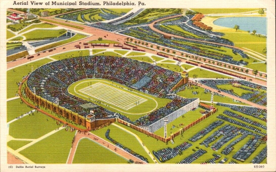 Postcard-Aerial View, Municipal Stadium, Philadelphia, Pennsylvania  Linen 1988