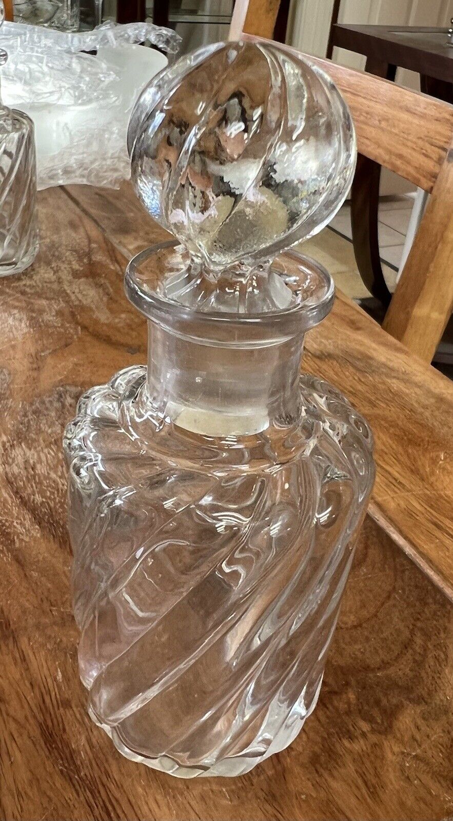 Baccarat Clear Swirl Dresser Bottle With Swirl Top Jasmine Vintage French Large