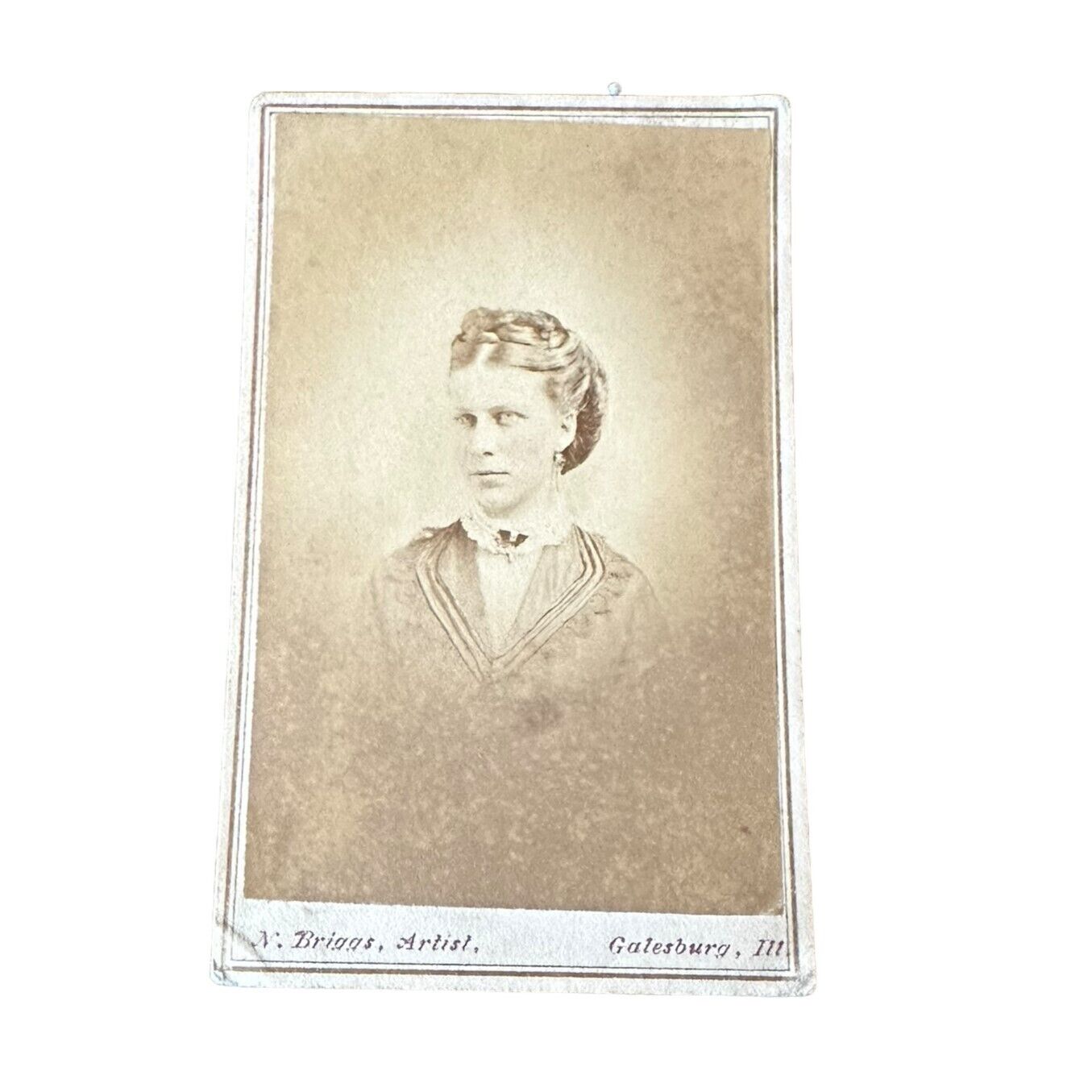 Cabinet Card Woman Victorian Portrait Briggs Galesburg Illinois