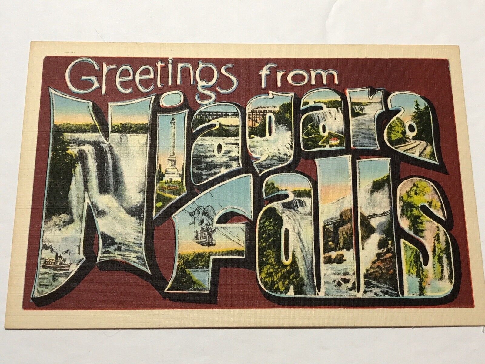 Postcard  Greetings From Niagara Falls Large Letter New York  NY Canada c1940’s