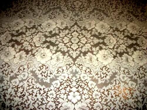 ANTIQUE QUAKER LACE TABLECLOTH ALENCON ECRU NOT USED #7701 LABEL LOOPS STUNNING