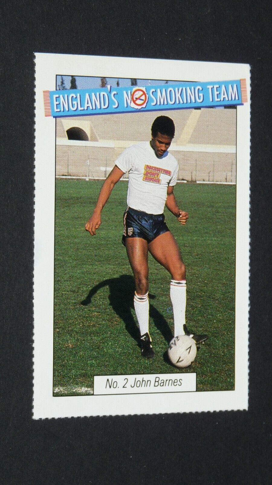 1986 ENGLAND\'S NO SMOKING TEAM CARD FOOTBALL #2 JOHN BARNES WATFORD ENGLAND