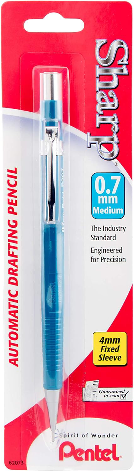 Pentel Sharp Automatic Pencil, 0.7mm, Blue Barrel, 1 Pack (P207BP-K6)