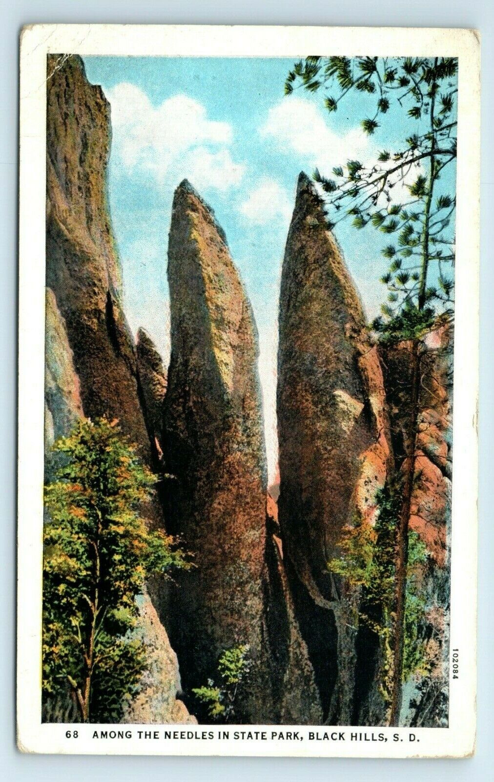 Postcard Among the Needles in State Park, Black Hills SD 1935 H92