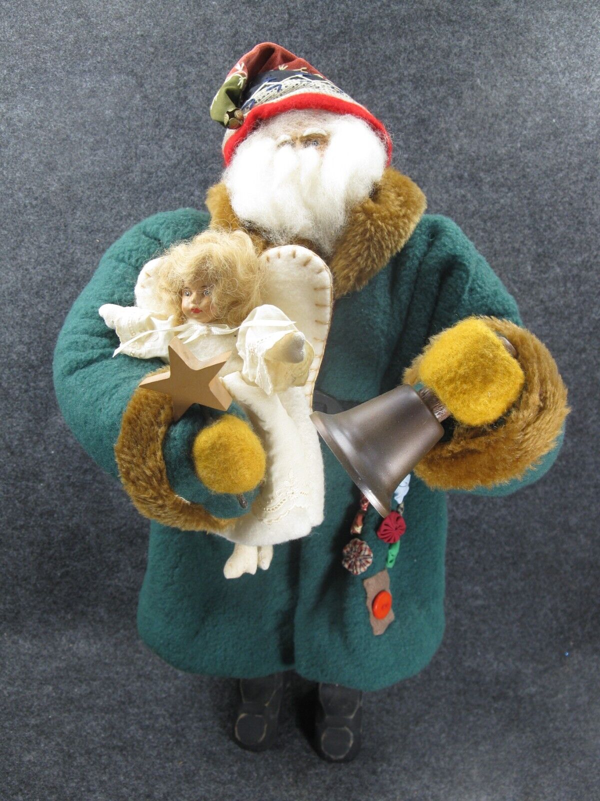 HOUSE OF HATTEN Old World Santa Figure 16.5” Tall with Angel Bell Star