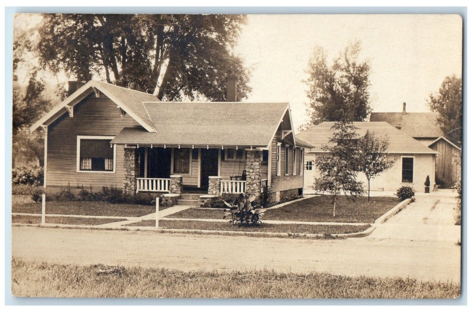 c1910's Craftsman Bungalow House Amboy Illinois IL RPPC Photo Antique Postcard