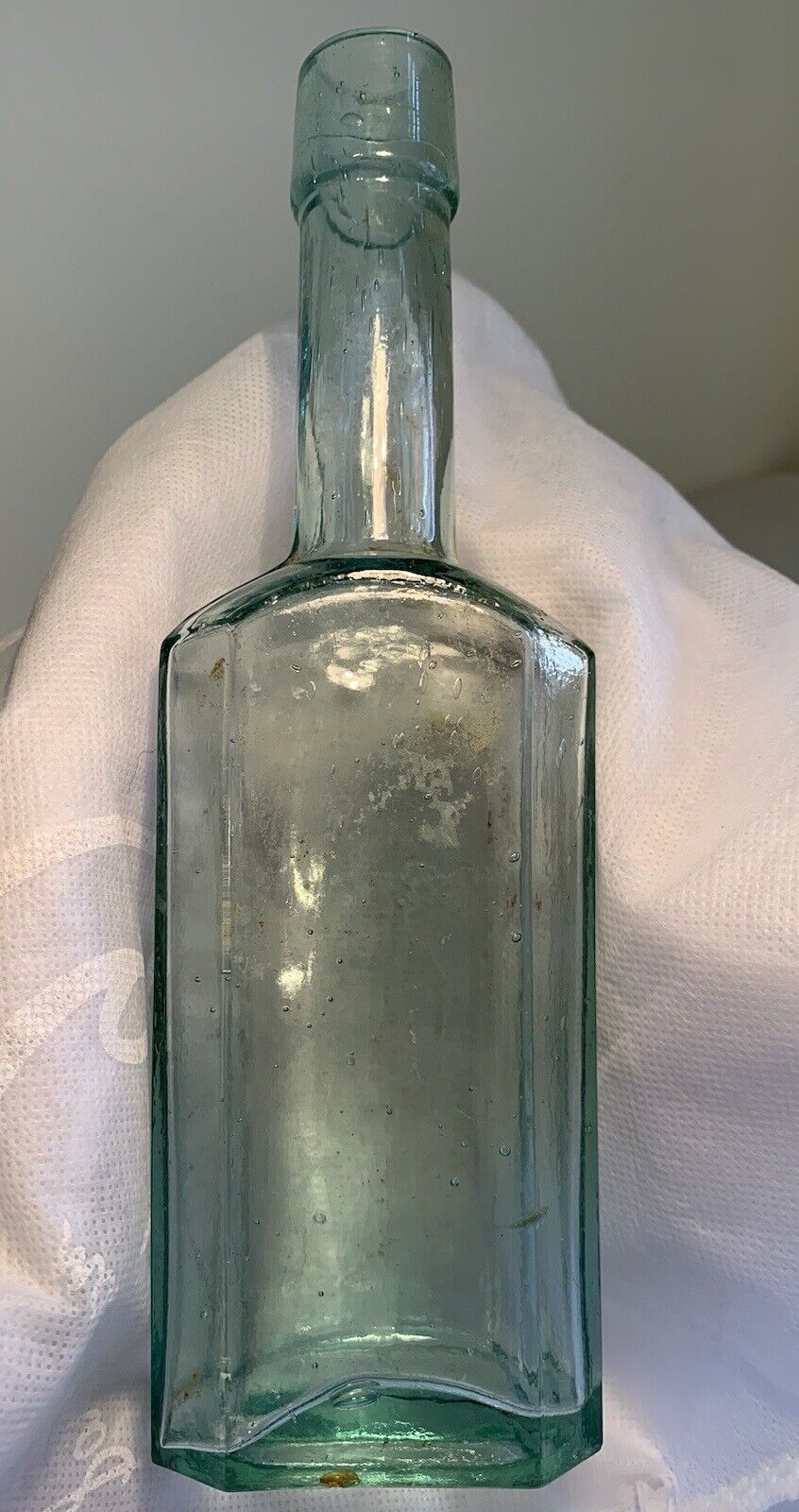 Aqua Green 1850\'s Antique Bottle bubbles mid 19th century cork top old glass