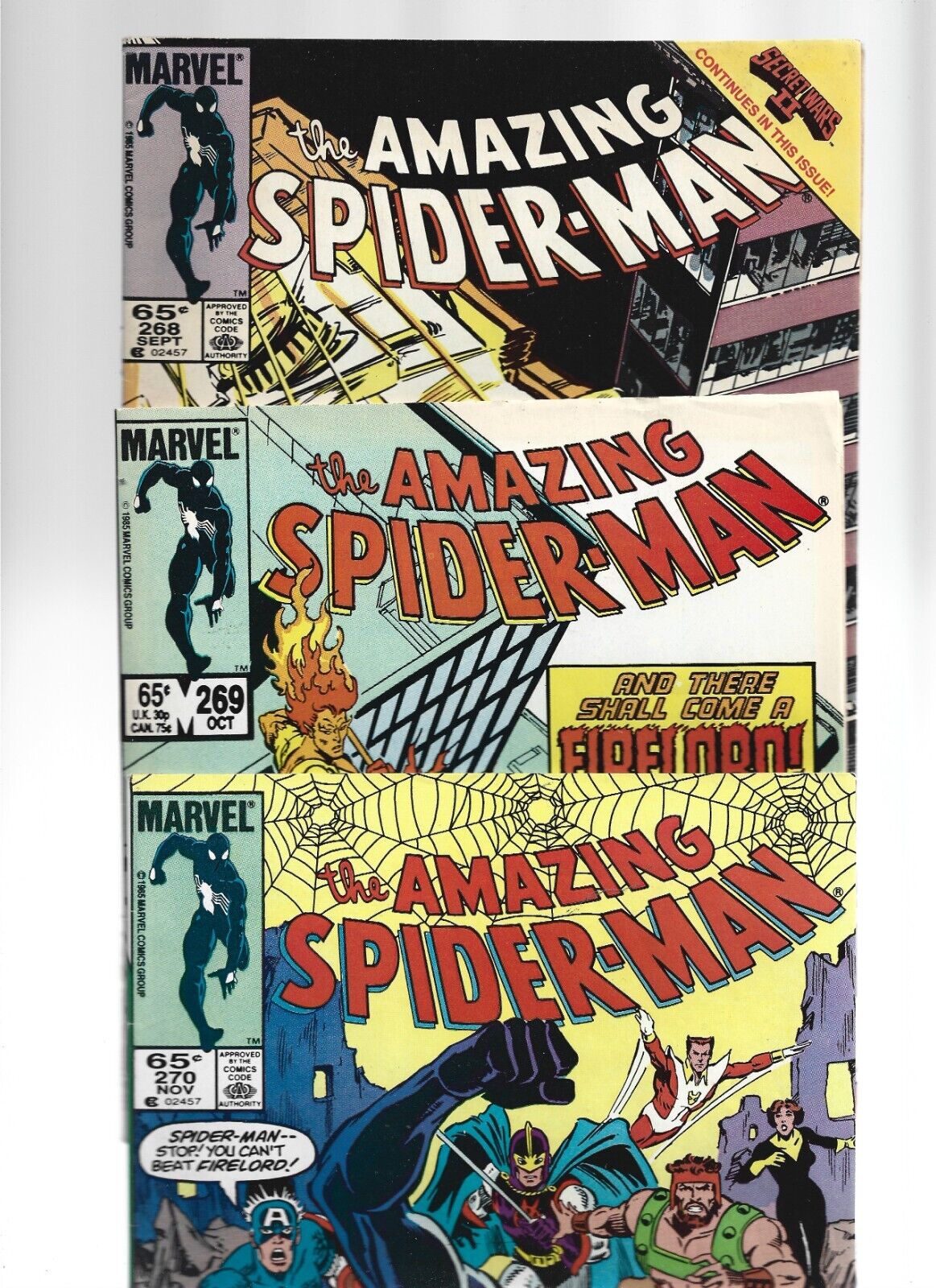 *WOW HOT* MARVEL AMAZING SPIDER-MAN RUN LOT OF 3 COPPER AGE COMICS #\'s 268-270