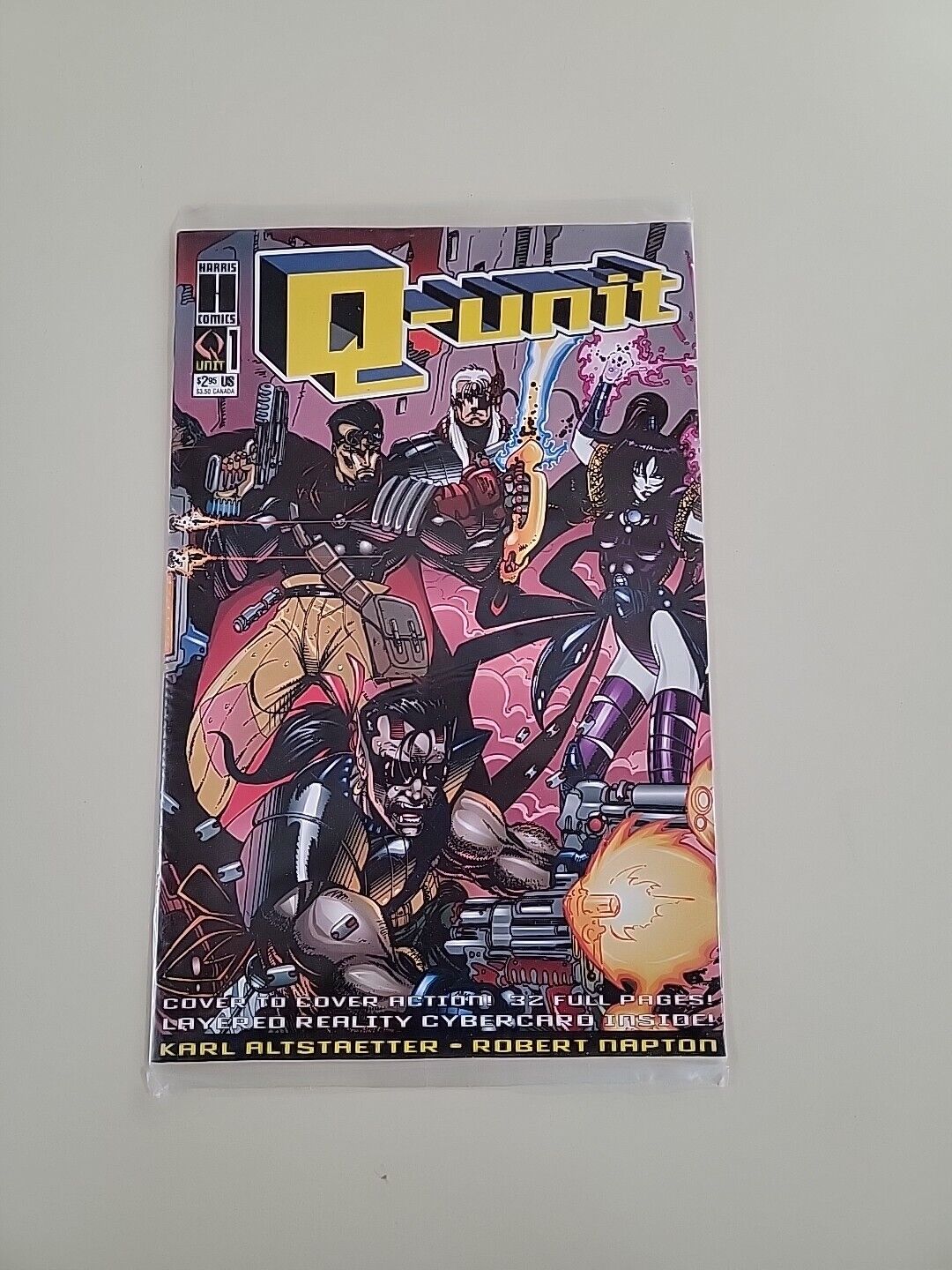 Q-unit #1 Comic Book (Harris 1993) Sealed With Card