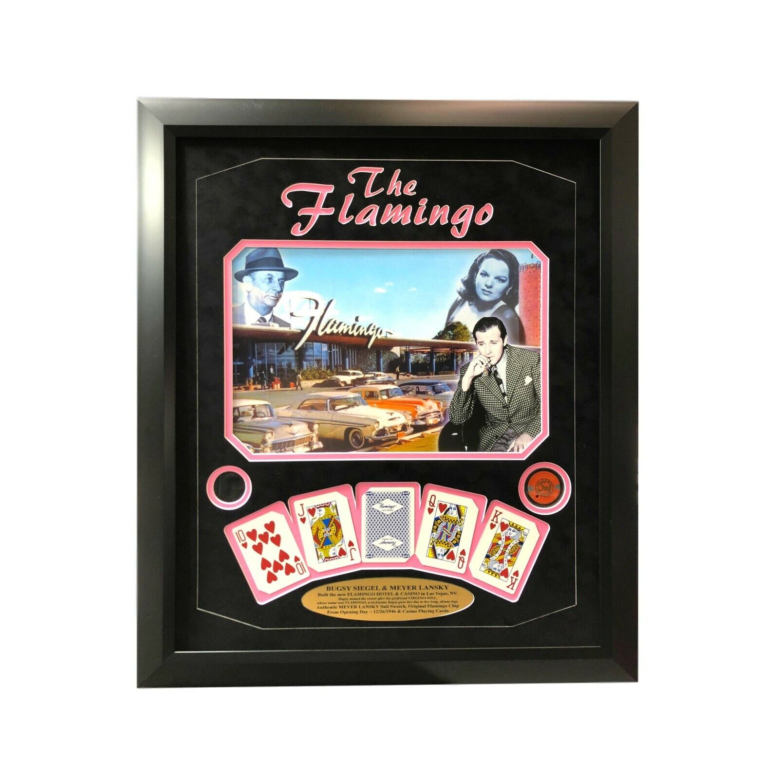 Flamingo Las Vegas Bugsy Siegel Meyer Lansky 1946 Opening Casino Used Chip Frame