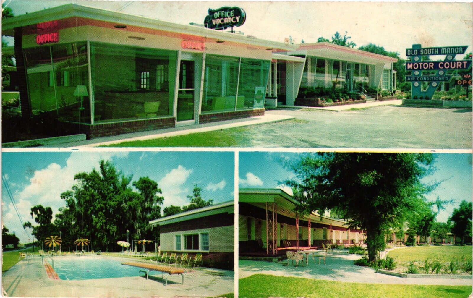 1958 Old South Manor Motor Court & Restaurant Savanah Georgia Vintage Postcard