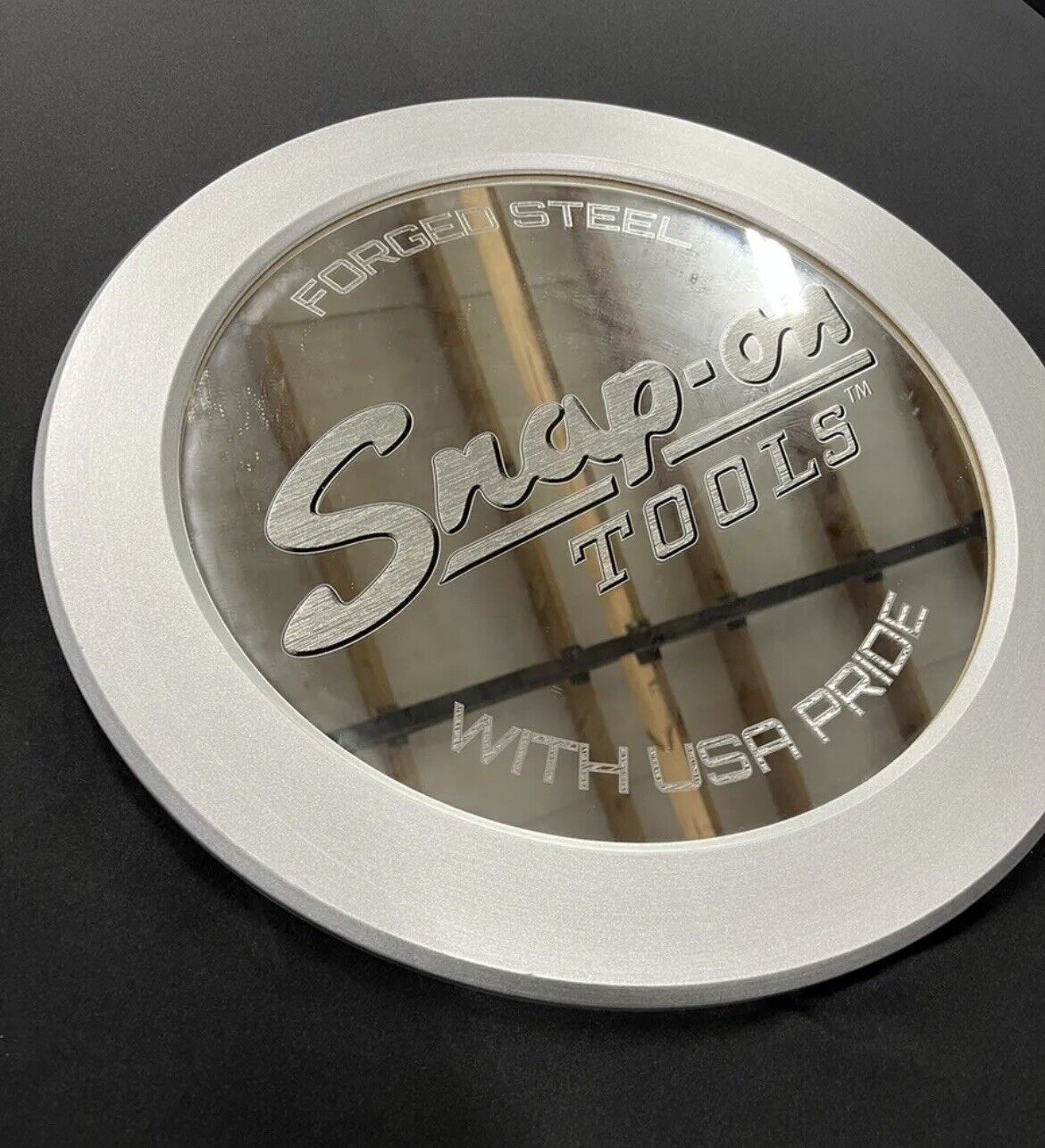 NEW Snap-On-Tools 2017 Kick Off Glass STEEL 22” WALL Mirror SHOP DISPLAY SIGN