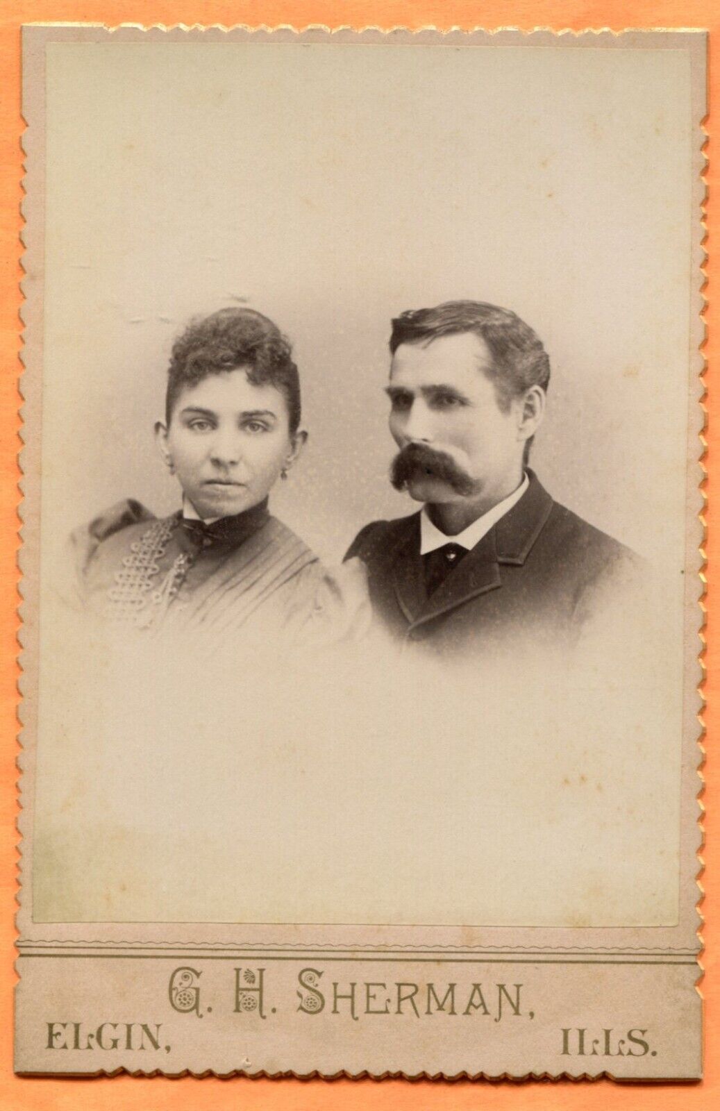 Elgin IL, Portrait of a Couple, by Sherman, circa 1890s