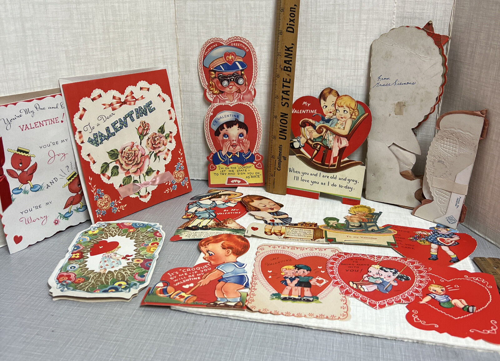 Vintage 1930s-40s Valentine Cards Mechanical~Fold Over~Beistle Honeycomb Lotof15