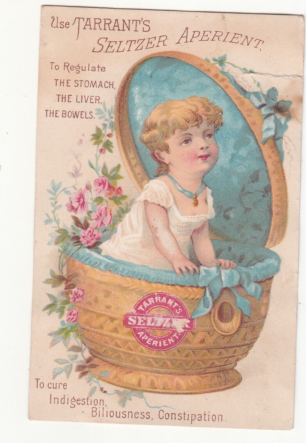 Tarrant\'s Seltzer  Girl Popping out of Trinket Box  Vict Card c1880s