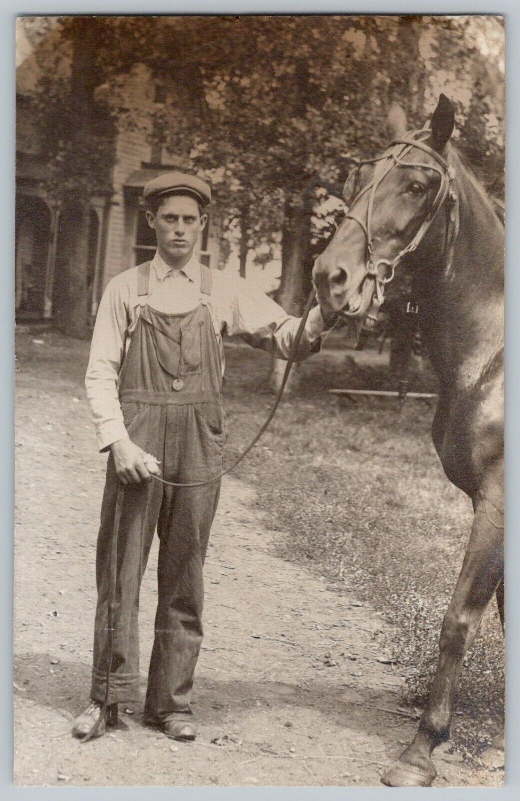 Elkton South Dakota SD Man Posing With Horse Real Photo Postcard RPPC 1910