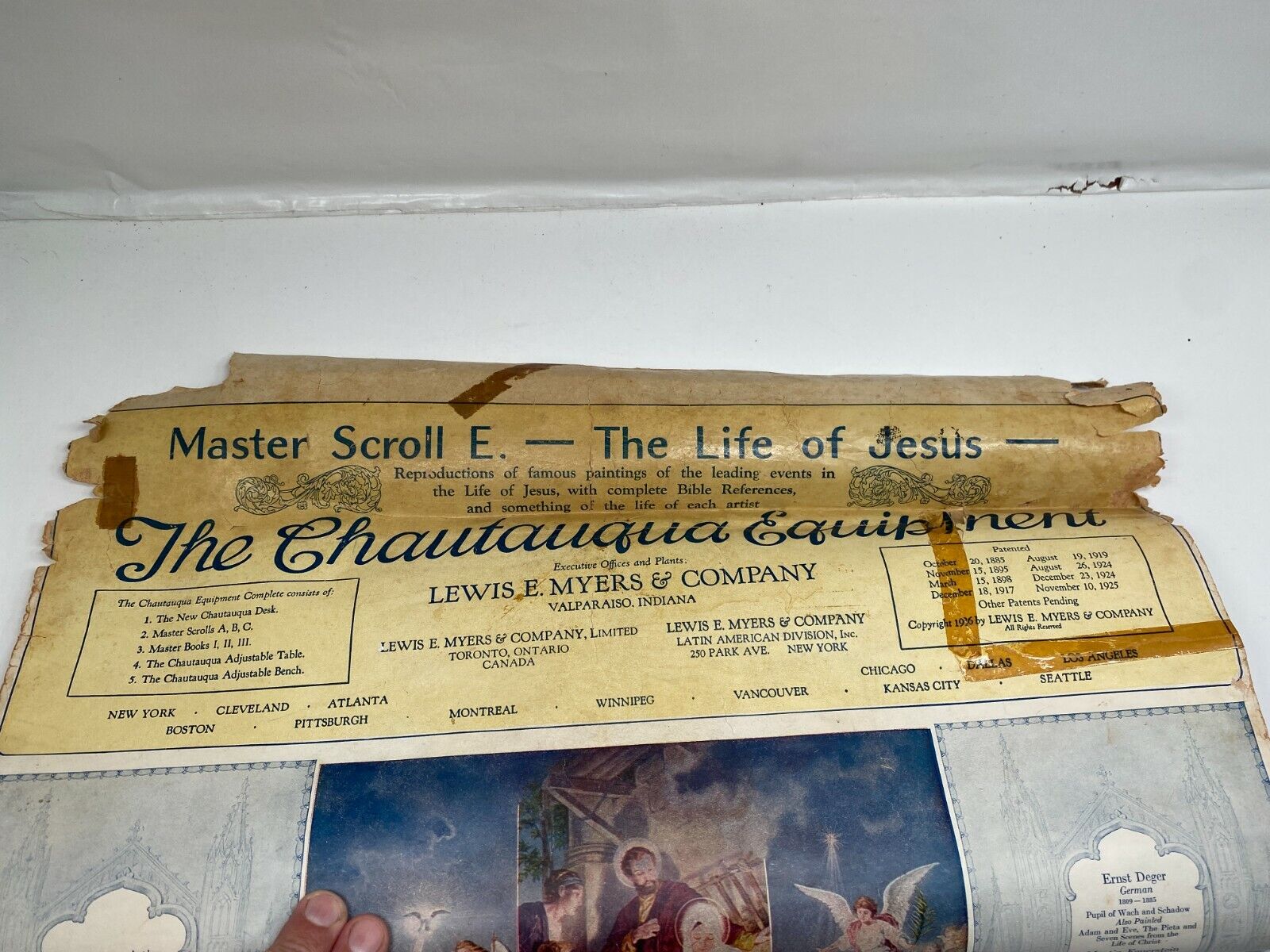 1926 Master Scroll E Life of Jesus Chautauqua Equipment Lewis E Myers Company