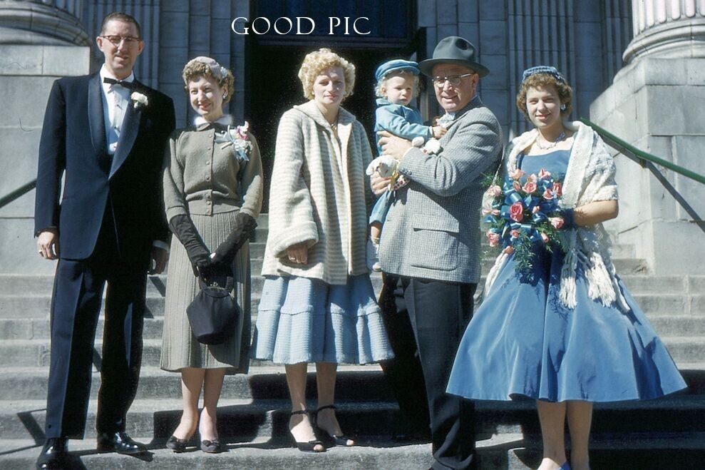 #WE4- z Vintage 35mm Slide Photo- People at a Wedding- Red Kodachrome 1950s