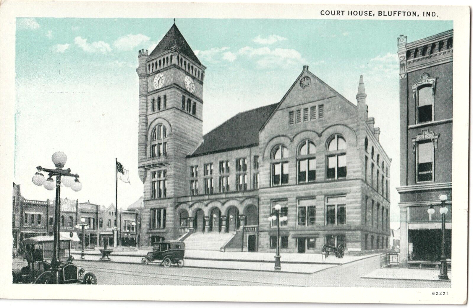 Court House street view-Bluffton, Indiana IN-antique unposted postcard