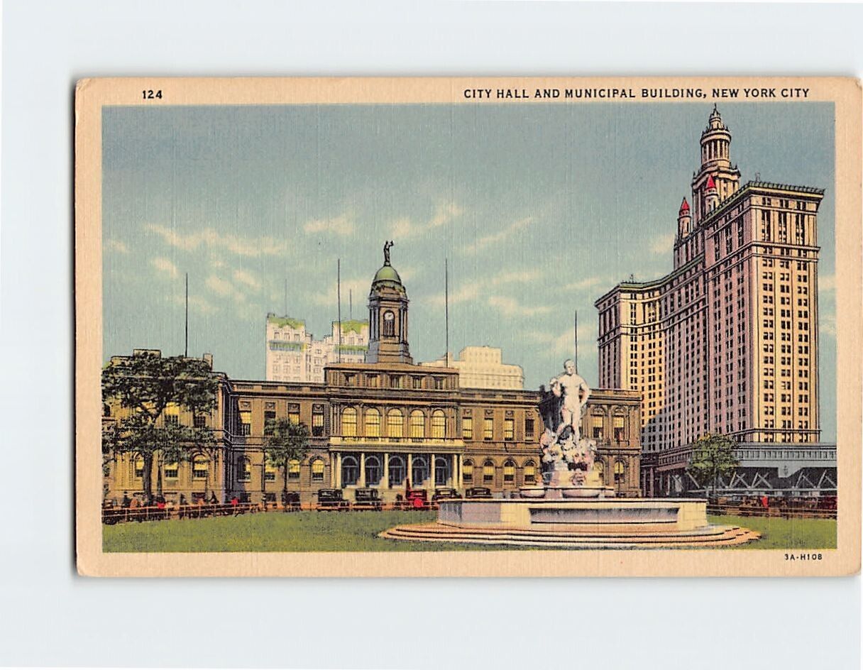 Postcard City Hall & Municipal Building New York City New York USA