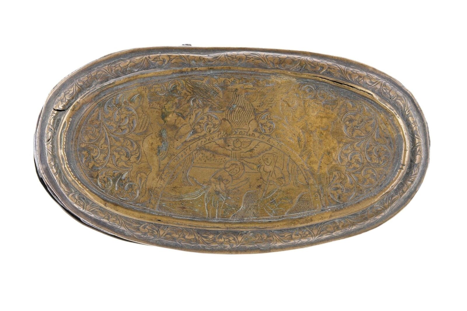 18th Century Brass Engraved Snuff/Tobacco box