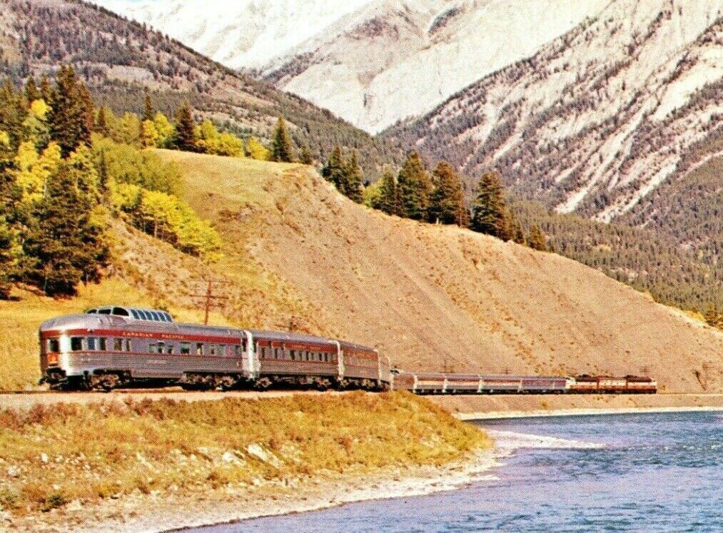 Postcard Canadian Pacific Transcontinental Train Blue Waters Snow Rookies Canada