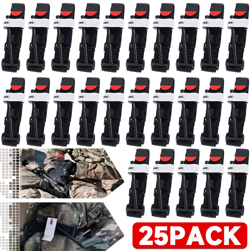 25Packs Tourniquet Rapid One Hand Application Emergency Outdoor First Aid Kit