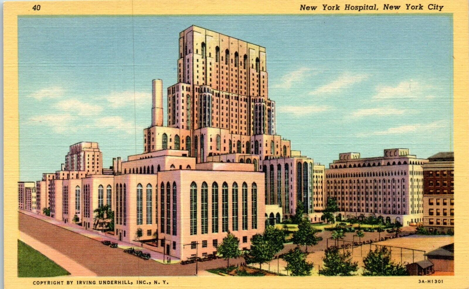 c1940s Linen Postcard NY New York City Hospital