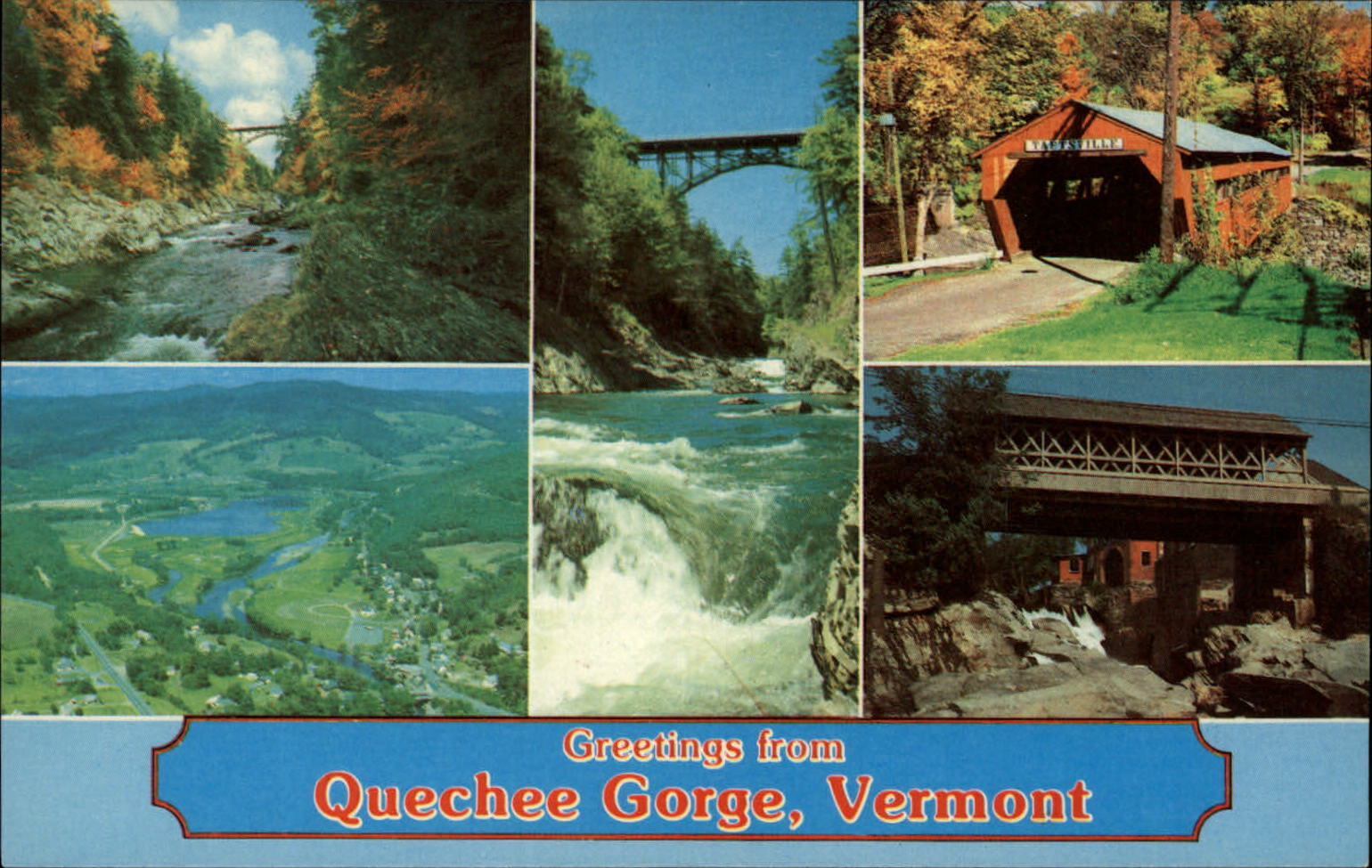 Vermont Quechee Gorge Greetings from multiview ~ postcard  sku541