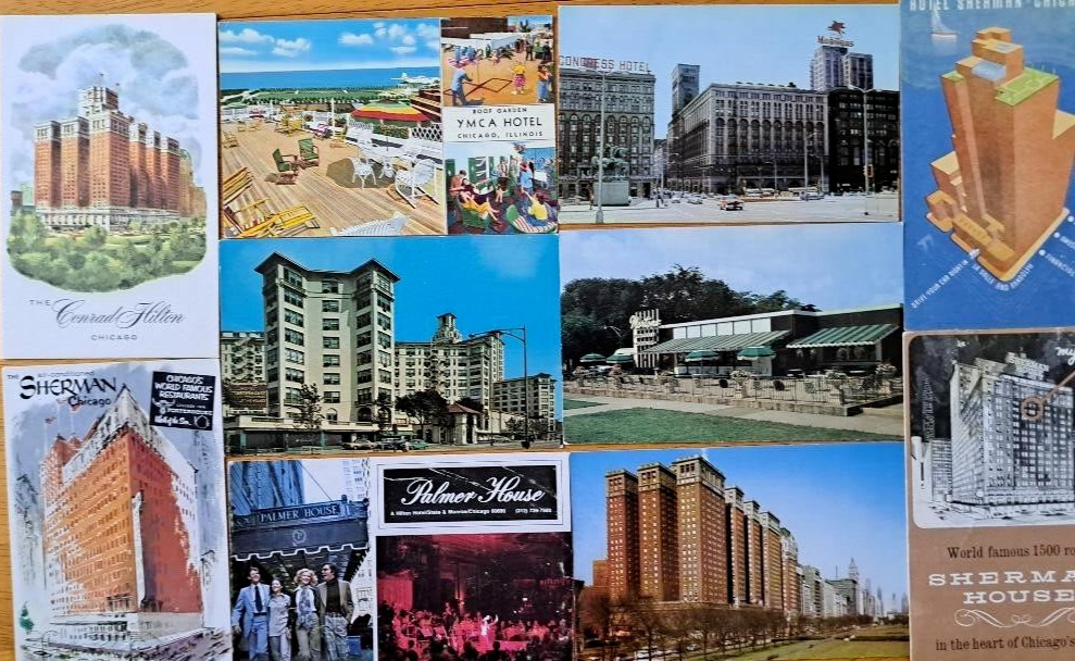 LOT of 10  CHICAGO, ILLINOIS   Old Postcards    Hotels/Restaurants