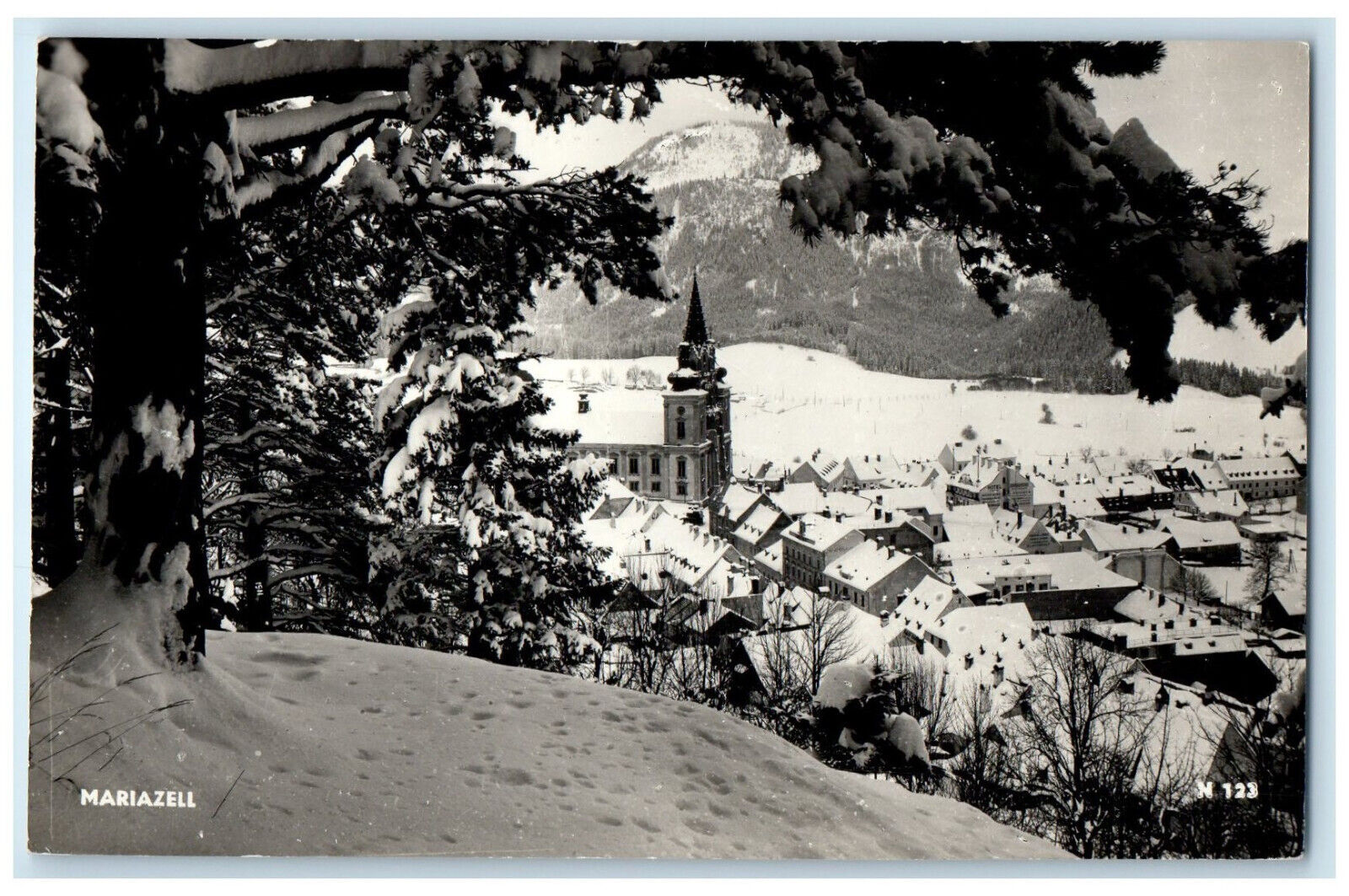 1956 Winter Scene Mariazell Styria Austria Vintage Posted RPPC Photo Postcard