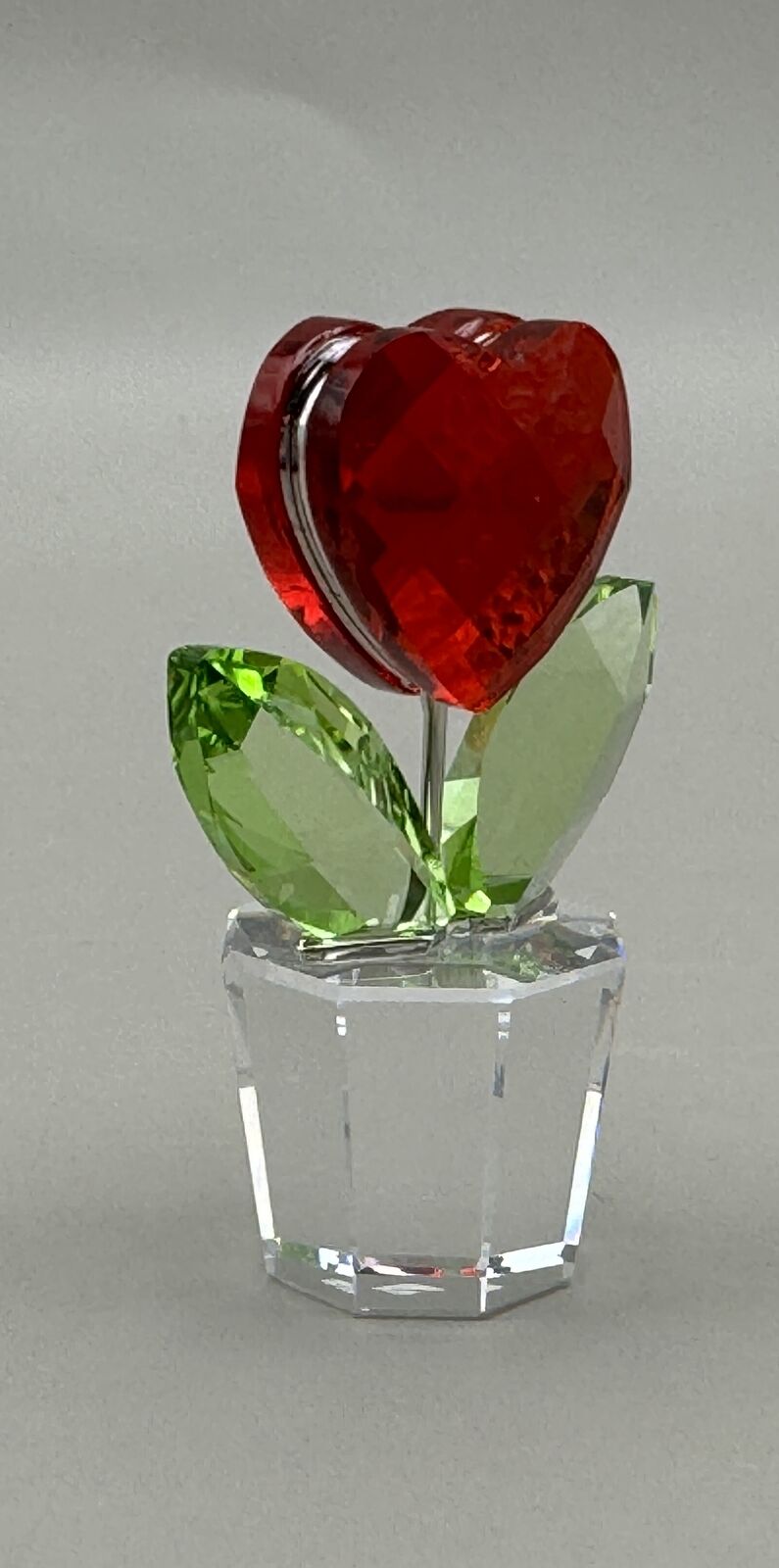 Swarovski Crystal Happy Flower Red Heart Figurine - Collectible Decor