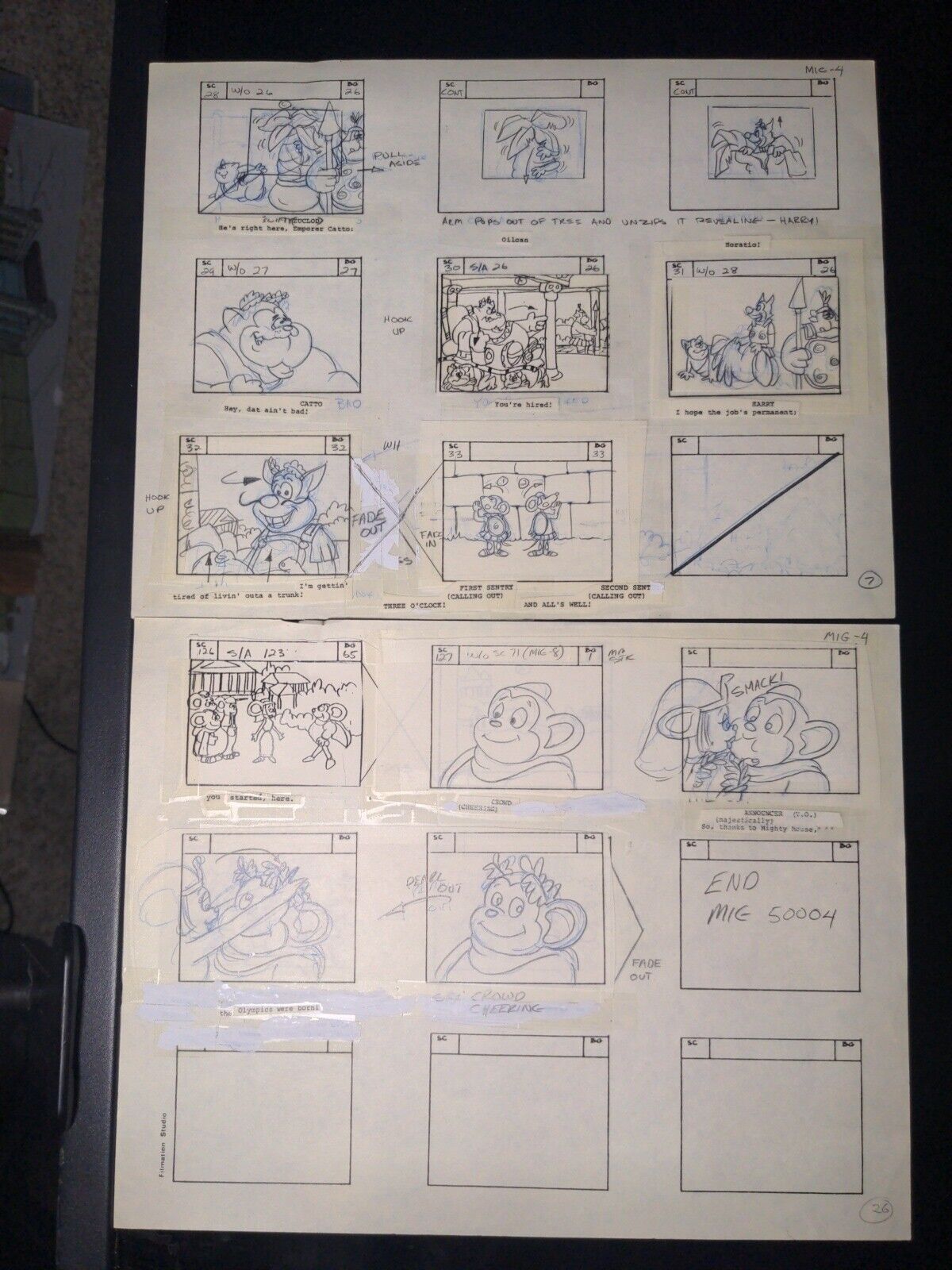 Mighty mouse Animation Cel Storyboard Lot Vintage Cartoons BAKSHI Disney I7