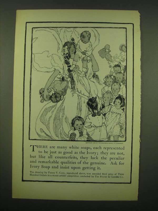 1902 Ivory Soap with art by Fanny Y. Cory Ad - There are many white soaps