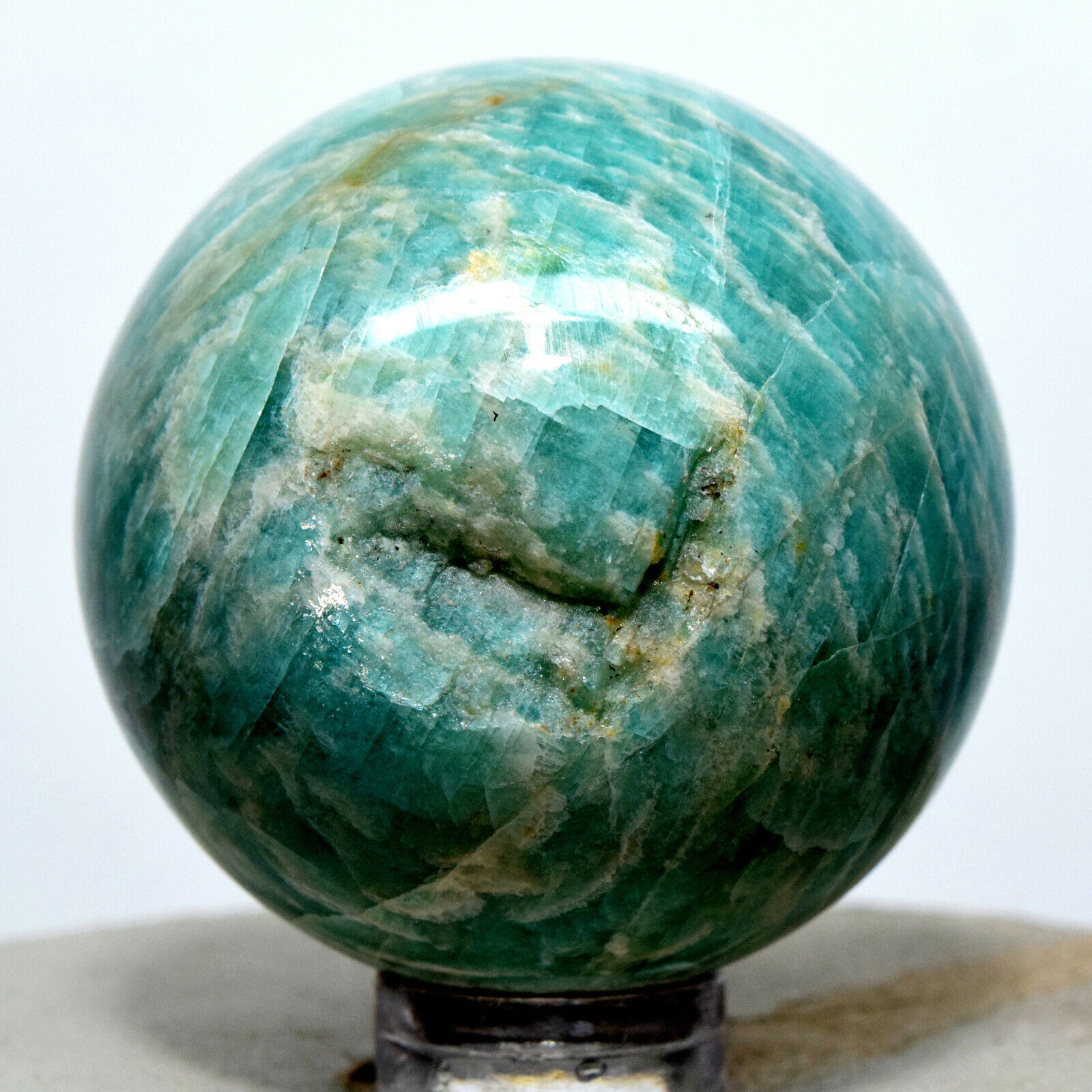 42mm Blue Amazonite Sphere Sparkling Natural Crystal Feldspar Mineral Ball India