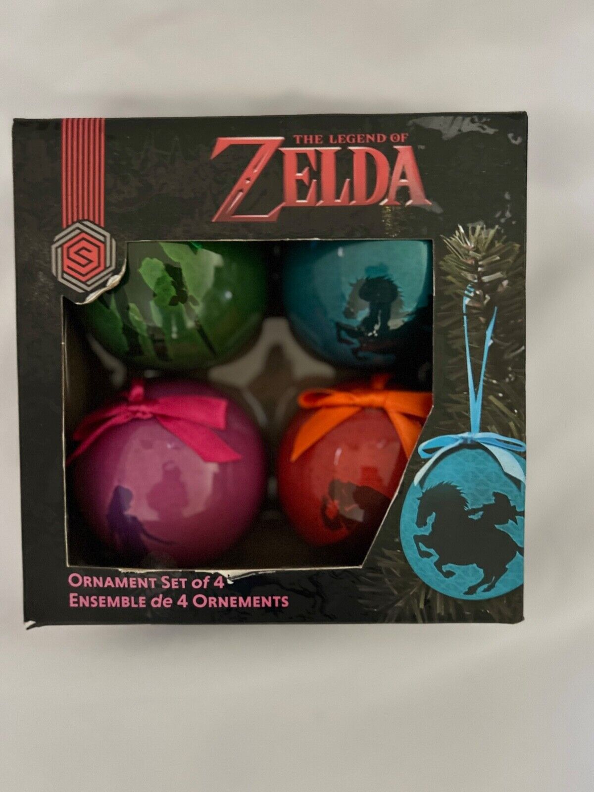 EUC The Legend Of Zelda Black Box Of 4 Christmas Ornaments - Nintendo 2018
