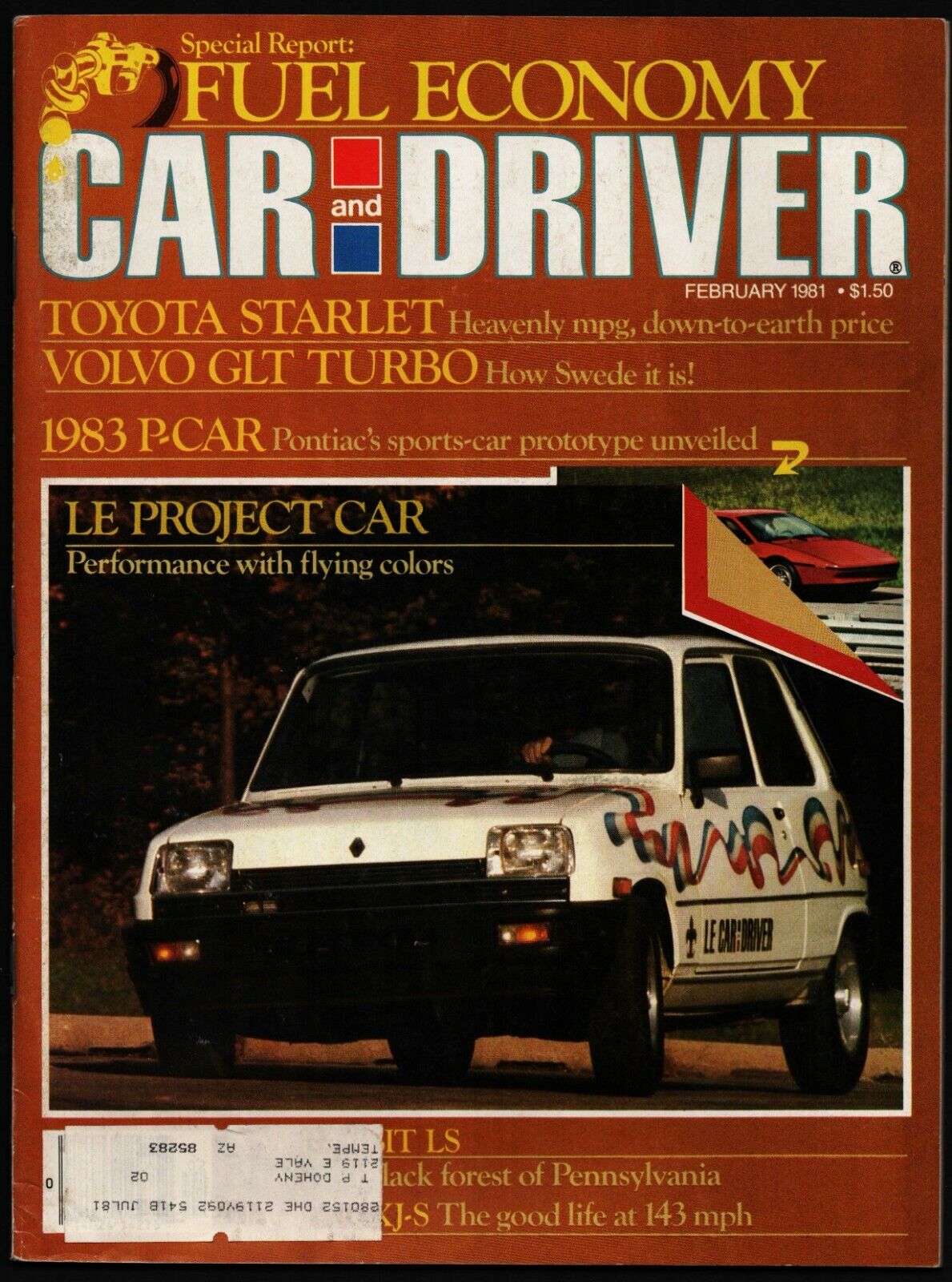 FEBRUARY 1981 CAR AND DRIVER MAGAZINE TOYOTA STARLET, VOLVO GLT TURBO