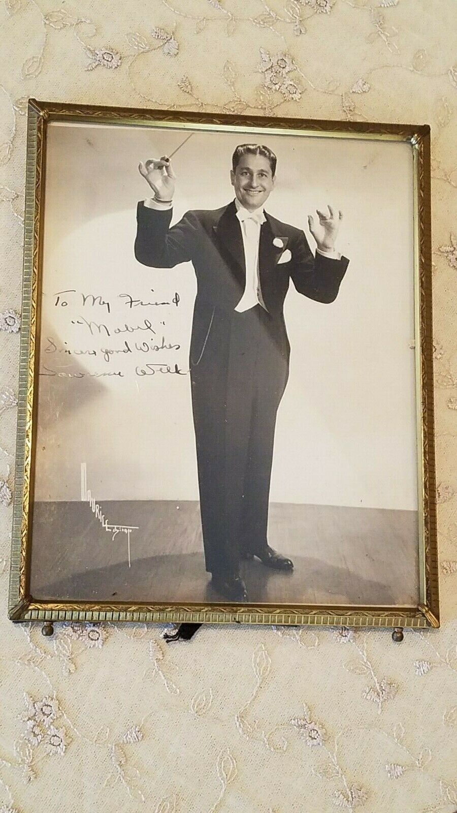 SIGNED PICTURE Lawrence Welk IN HIS YOUTH, very difficult autograph time period