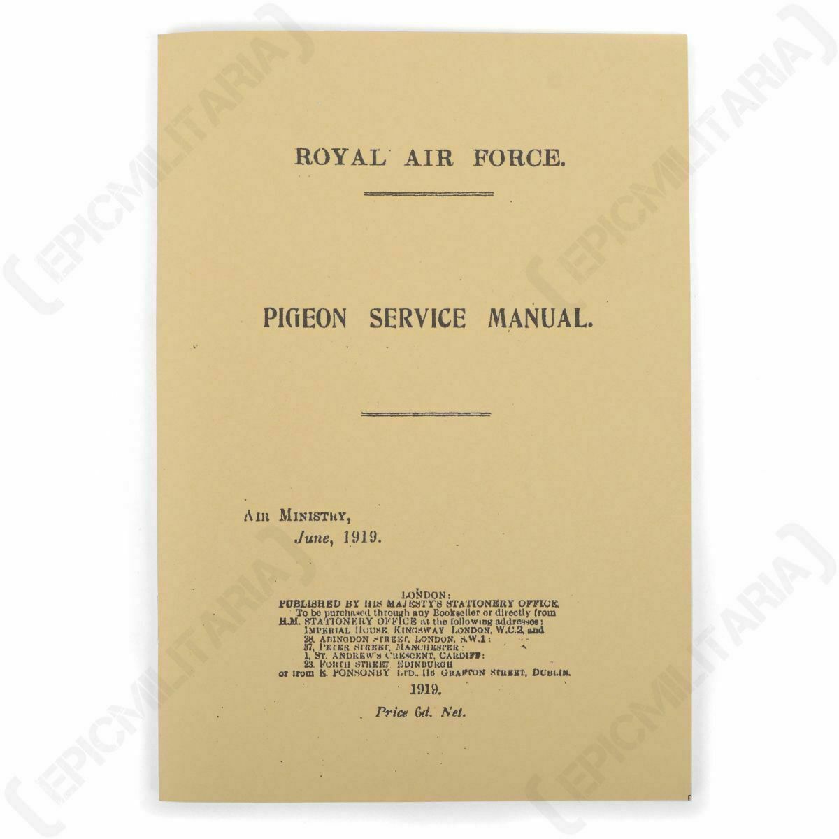 RAF Pigeon Service Manual - Booklet British Air Force Reenactment WW2 Guide Bird