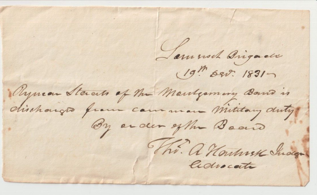 Antique Original Document 1831 Black Hawk Wars Lamersch Brigade Indian Advocate
