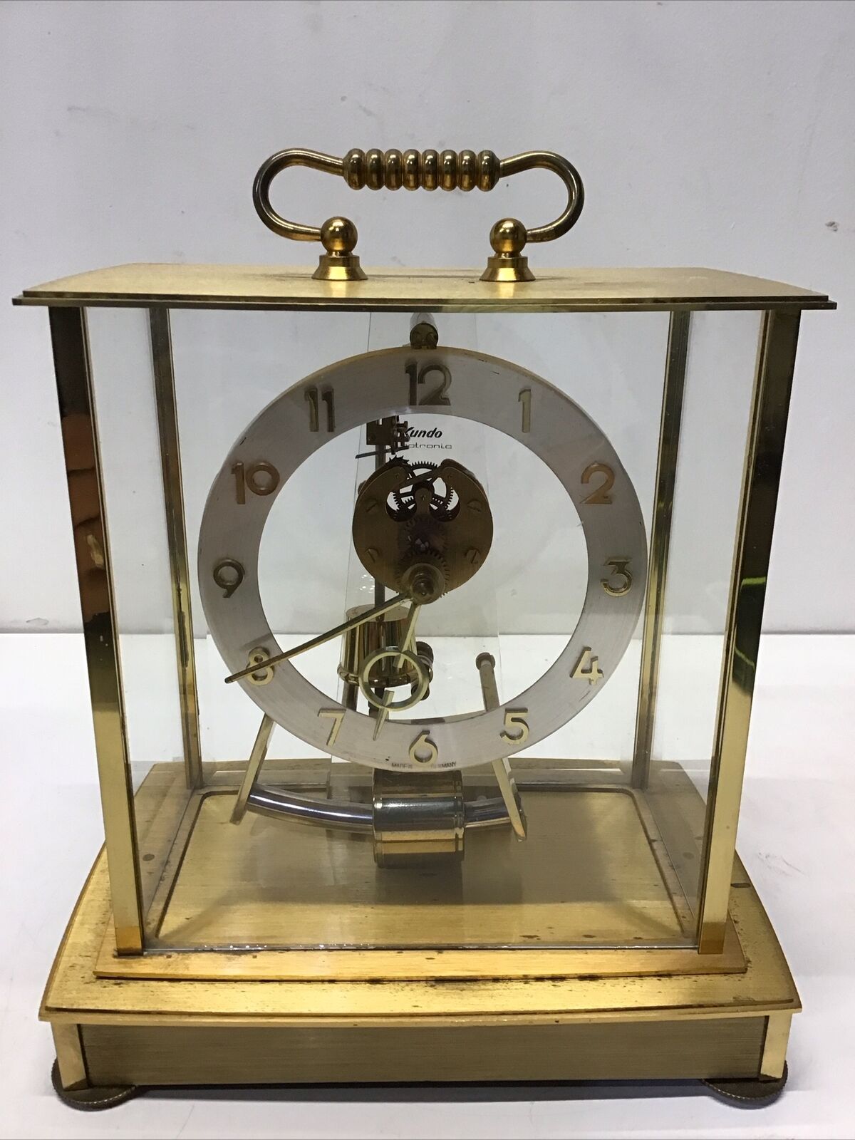 Kundo Kieninger & Obergfell Skeleton Electronic Brass Clock Germany As Is