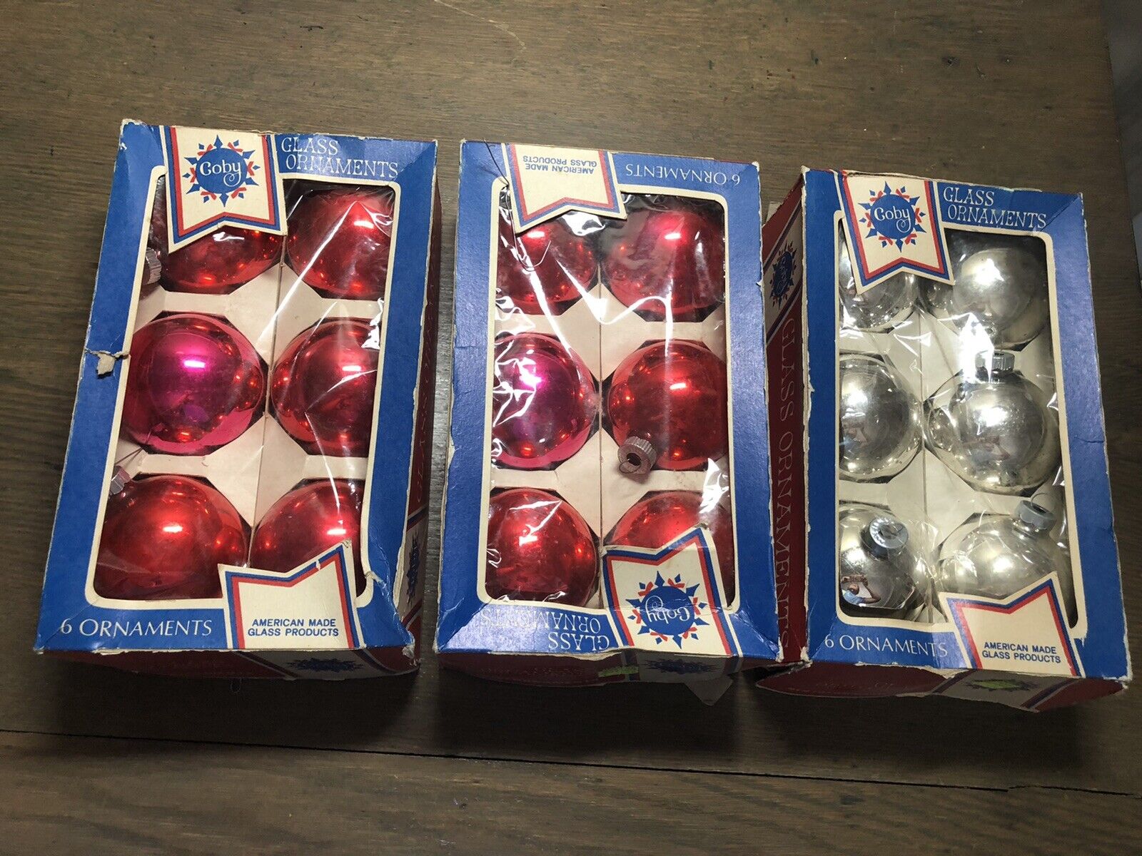 3 Boxes Vtg COLBY GLASS Ornaments 2.5\