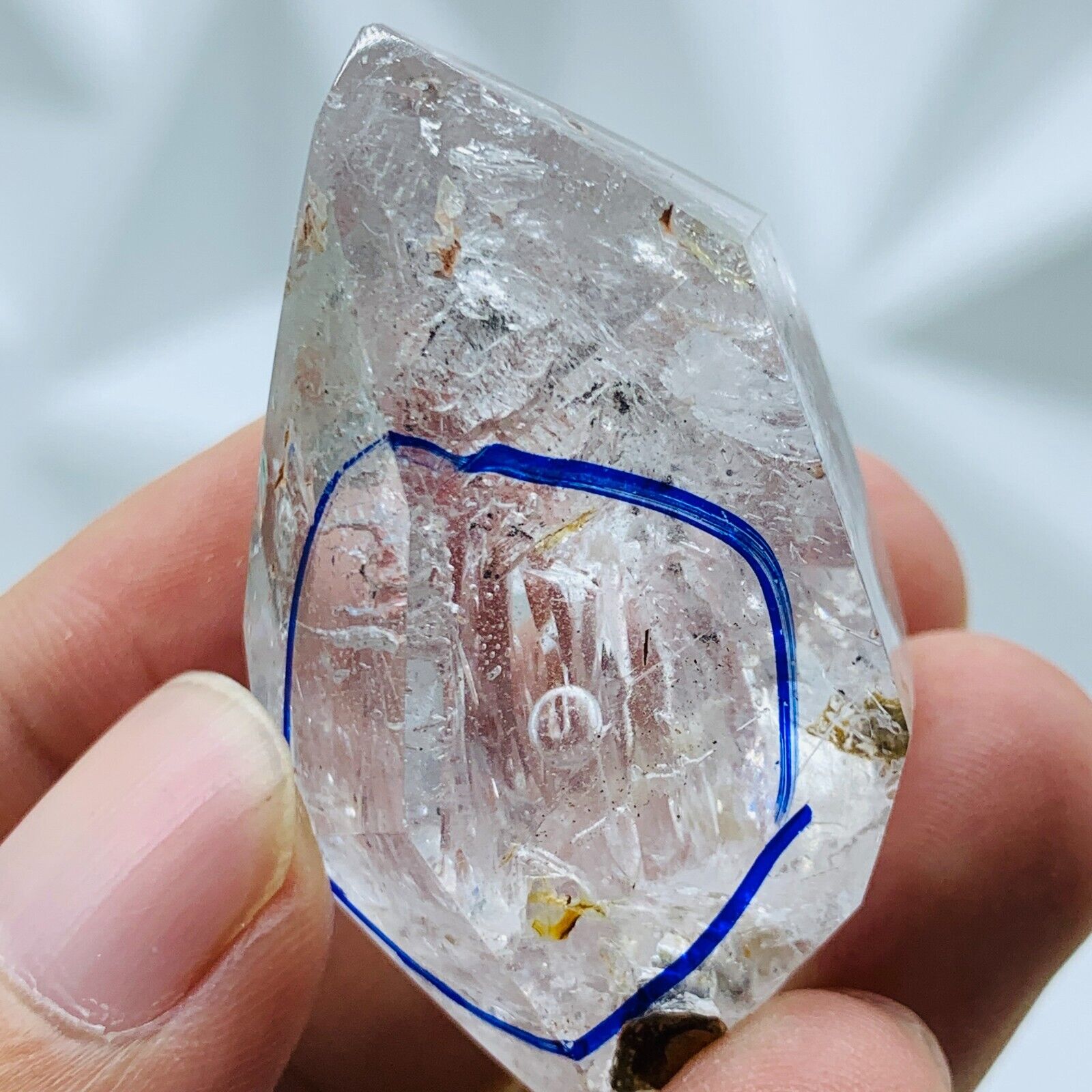 Natural 47mm Herkimer Diamond Enhydro healing Crystal &Big moving water drop 34G