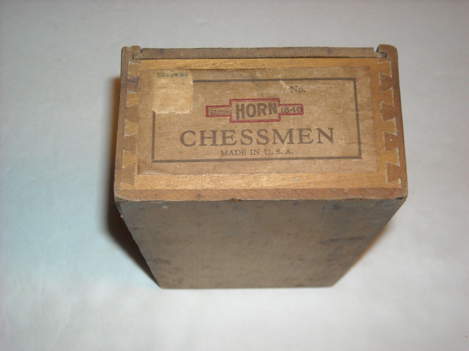 Antique Wooden Advertising Box Chessmen Box Made In U.S.A.