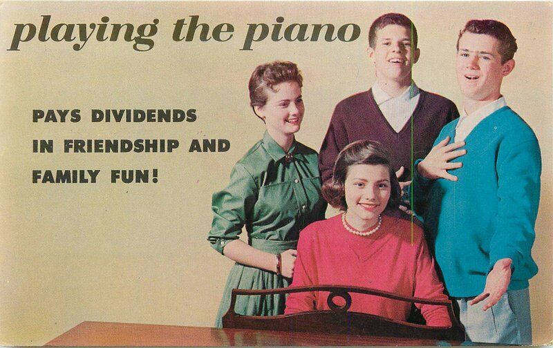 Elyria Ohio 1950s Advertising Rostkoski Piano Service Postcard Roadside 21-11842