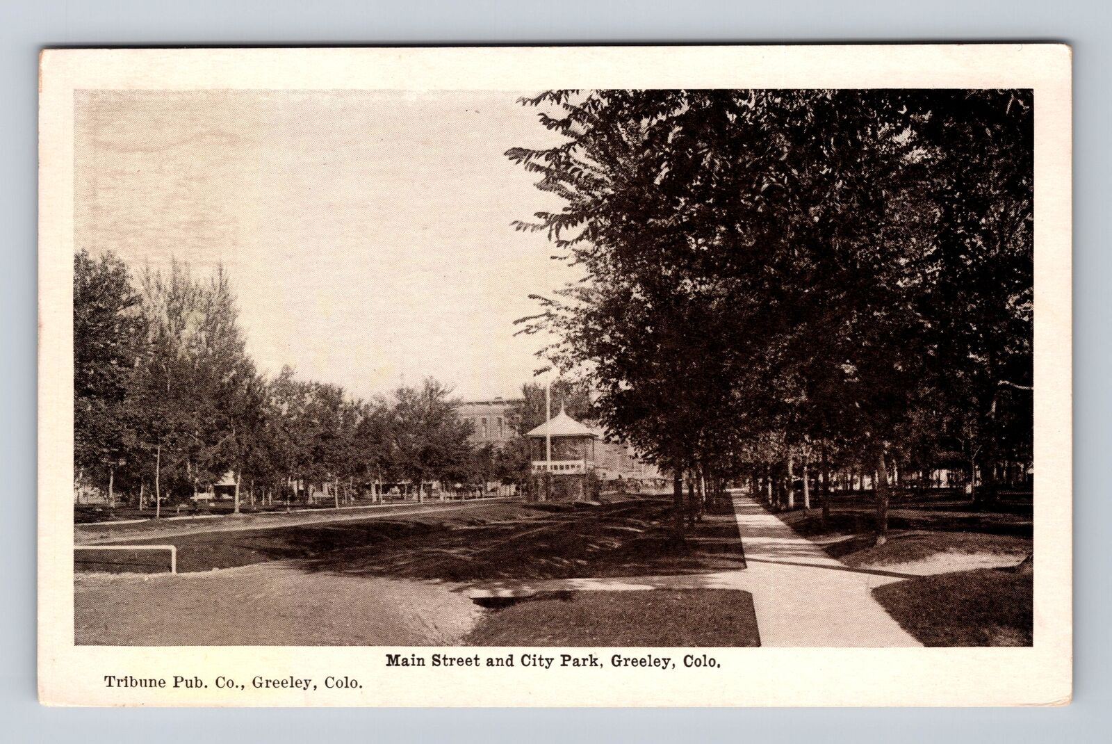 Greeley CO-Colorado, Main Street And City Park, Antique, Vintage c1908 Postcard