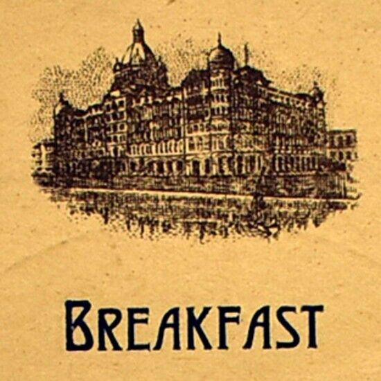 1934 The Taj Mahal Hotel Restaurant Breakfast Menu Martell\'s Brandy Bombay India