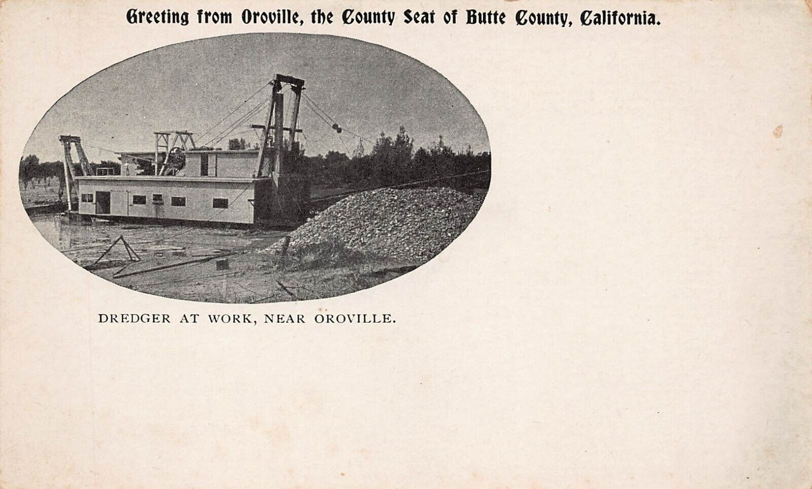 Oroville California Gold Dredger Rush Mine Feather River Lake Vtg Postcard B29