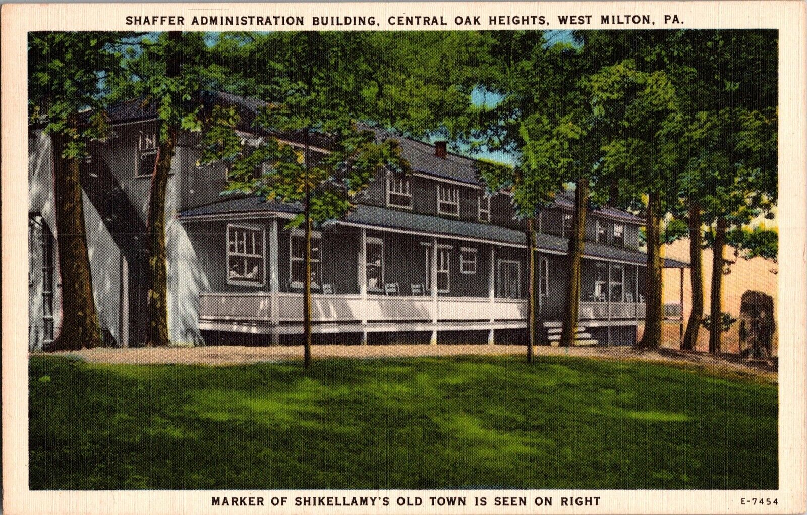 Shaffer Admin Building, Central Oak Heights West Milton PA Vintage Postcard P57