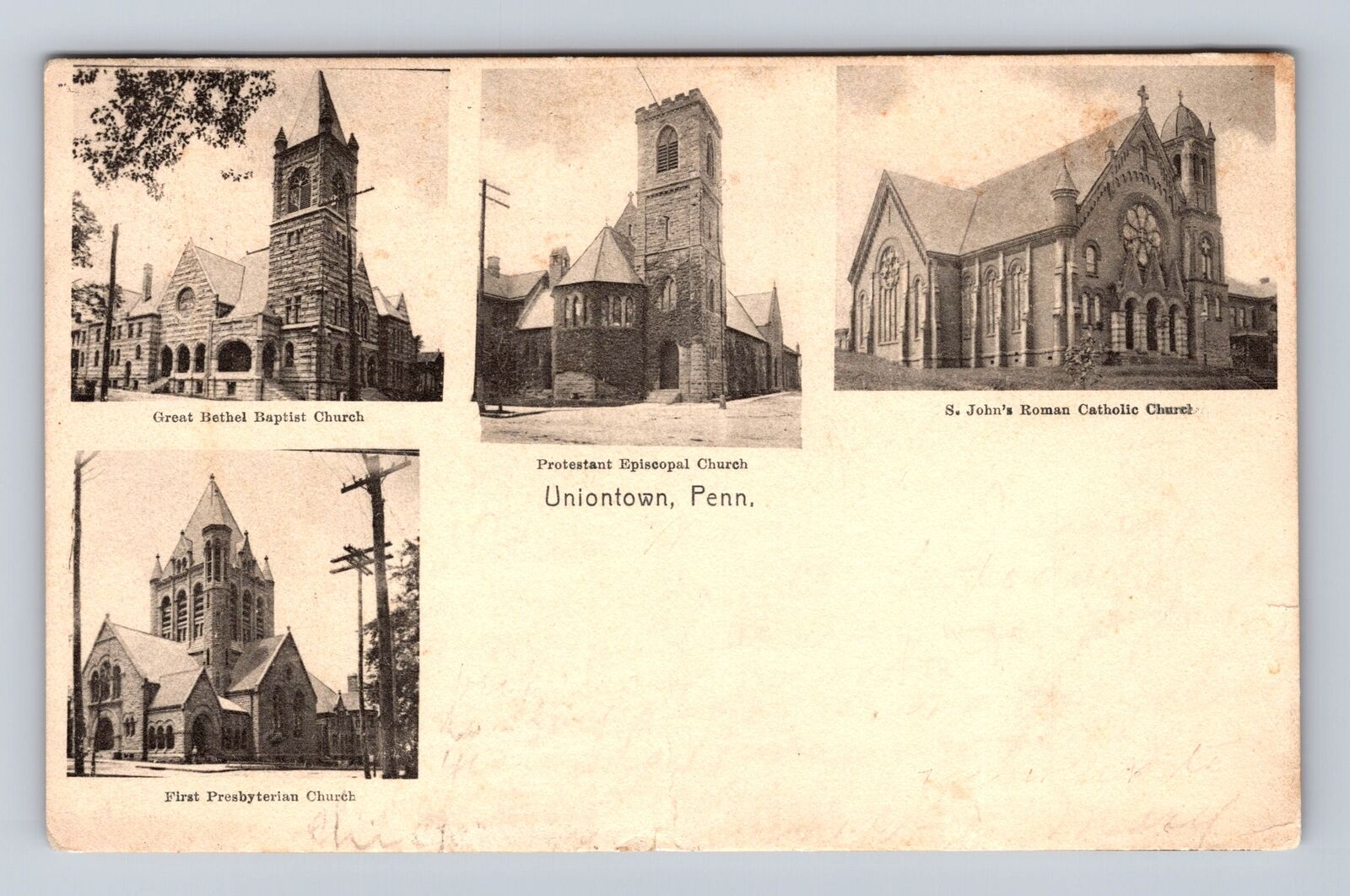 Uniontown PA-Pennsylvania, Great Bethel Baptist Church, Vintage c1906 Postcard